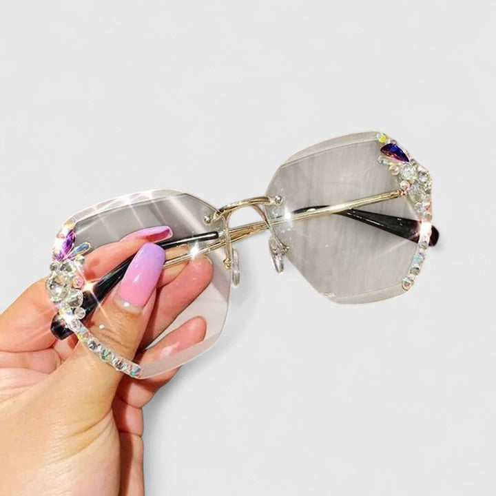 Brystahl sophisticated rimless rhinestone sunglasses