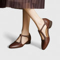 Delphine textured T-strap elegant flat sandals