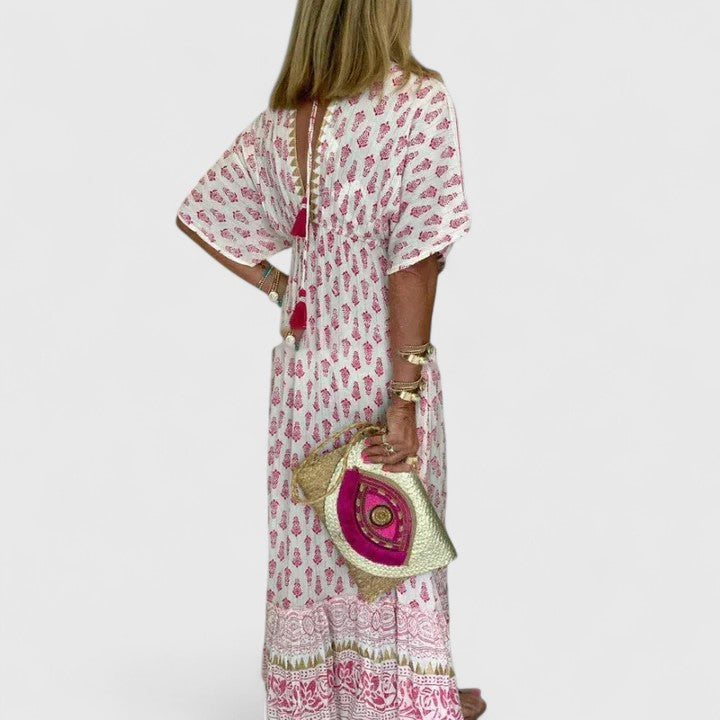 Clara women boho printed relaxed maxi dress for summer vacations