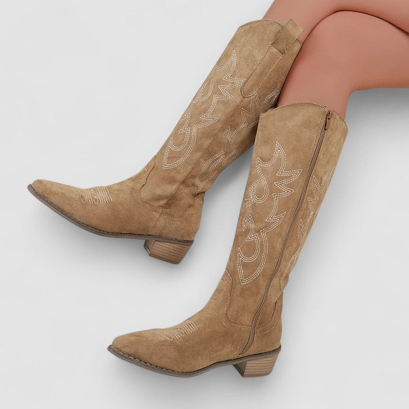Elise - Faux Fur Western Boots