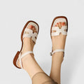 Deliane flat leather ankle strap sandals