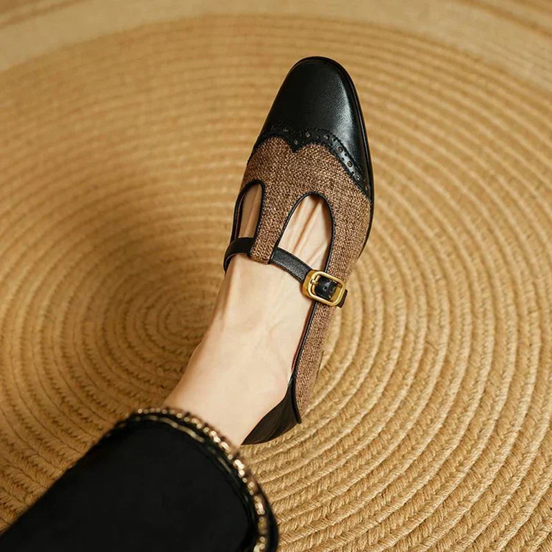 Valentine - Authentic Textured T-Bar Shoes