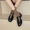 Léa - Round-Toe Retro Stitched Leather Flats