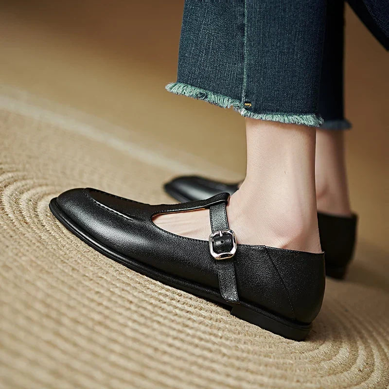 Clemence - Low Heel T-Bar Pumps