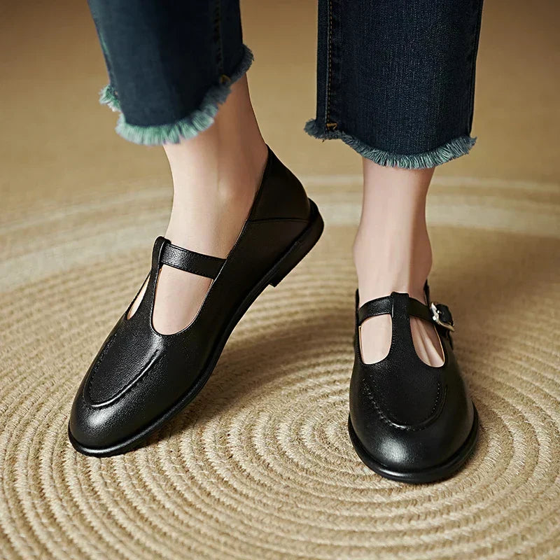 Clemence - Low Heel T-Bar Pumps