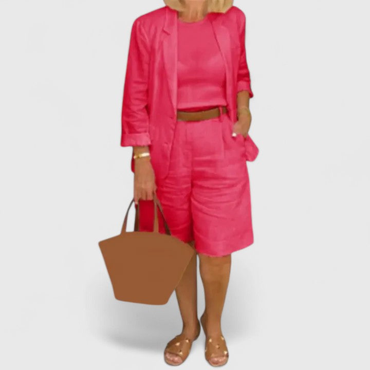 Railey elegant 2-piece short set in solid color