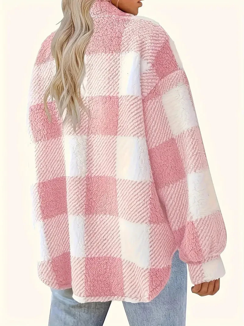 Martina - Elegant Plaid Fleece Jacket