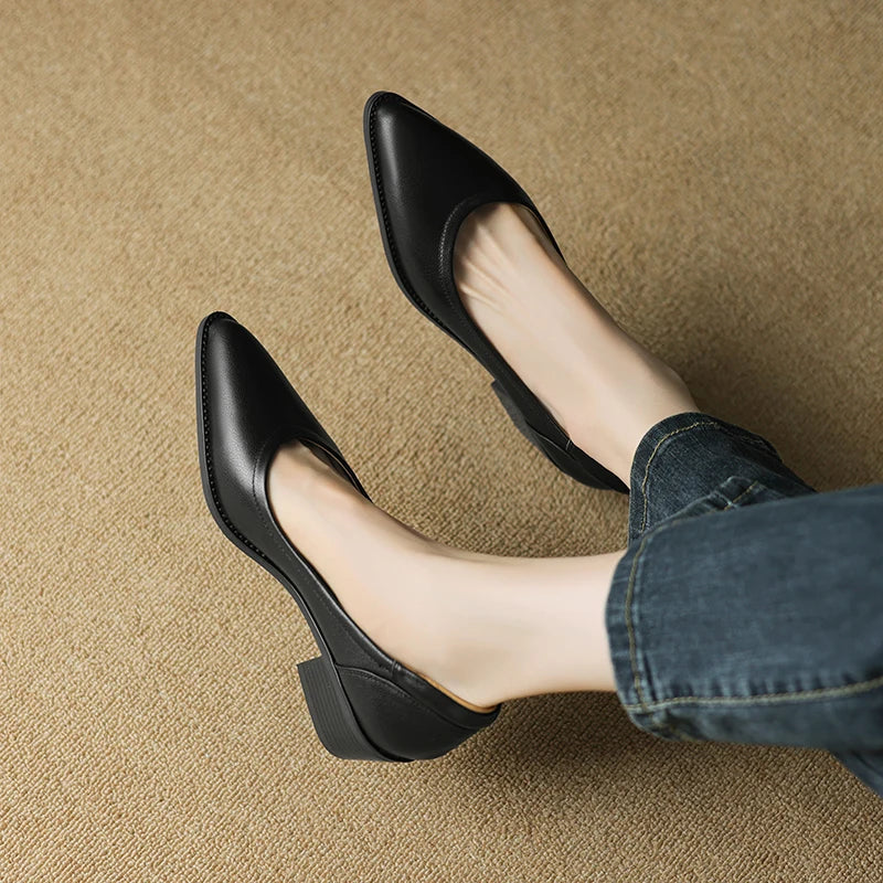 Camille - Pointed-Toe Mid-Block Heel Pumps