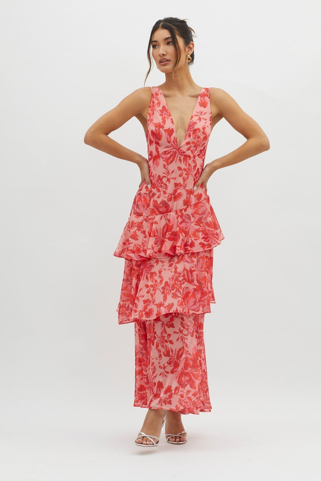 Serena - Tiered Open-Back Midi Dress