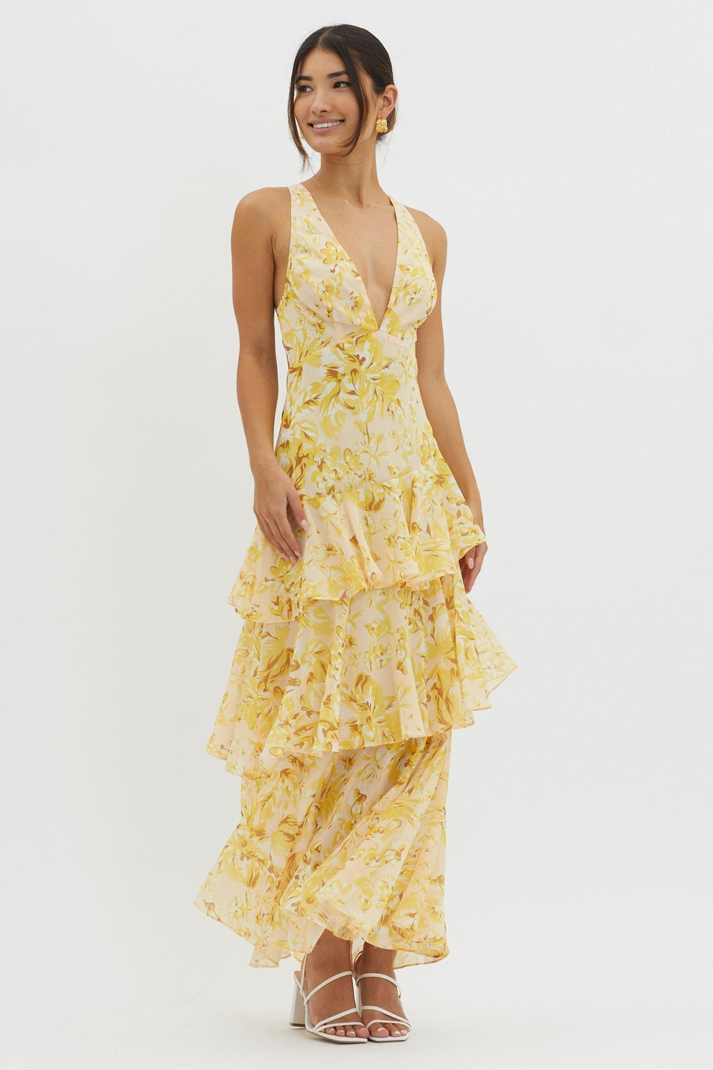 Serena - Tiered Open-Back Midi Dress