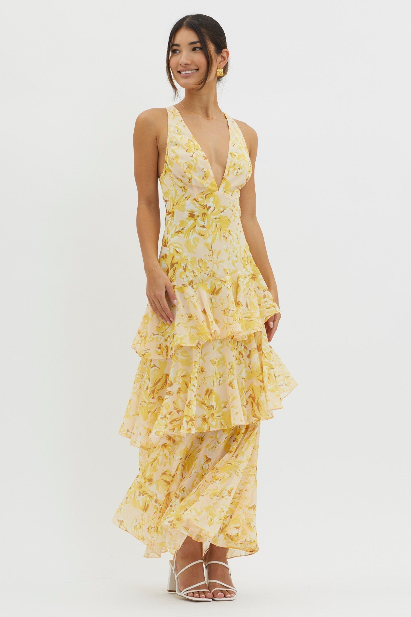 Serena - Tiered Open-Back Midi Dress