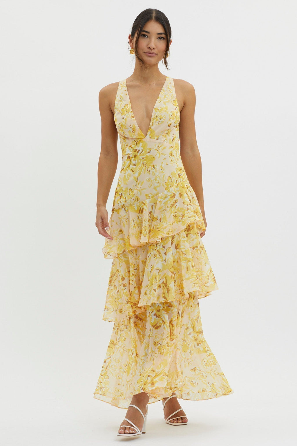 Serena - Tiered Open-Back Midi Dress