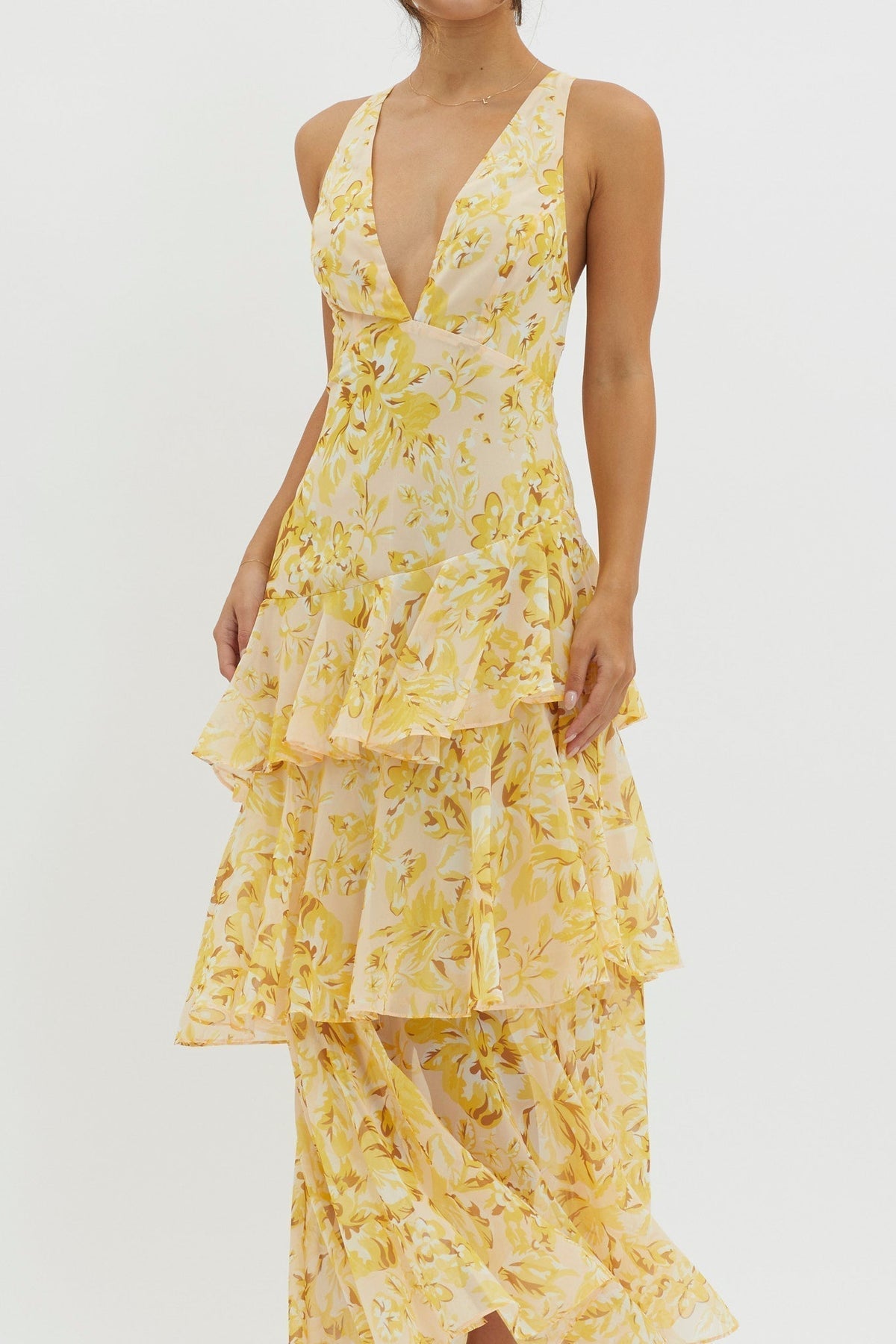 Serena - Tiered Open-Back Midi Dress