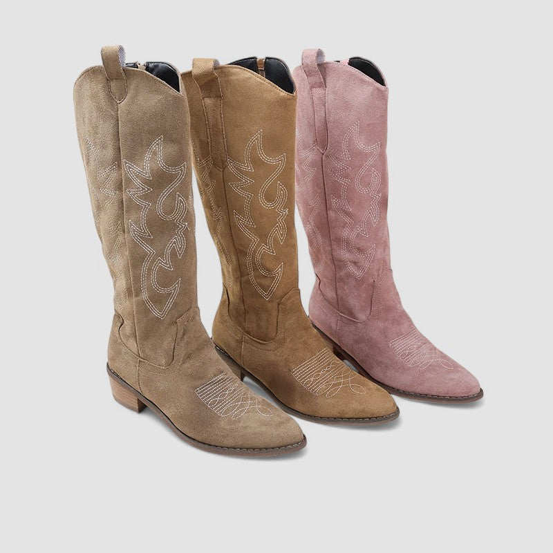 Elise - Faux Fur Western Boots