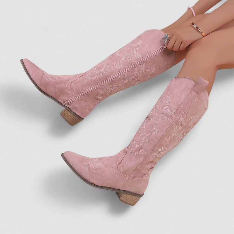 Elise - Faux Fur Western Boots