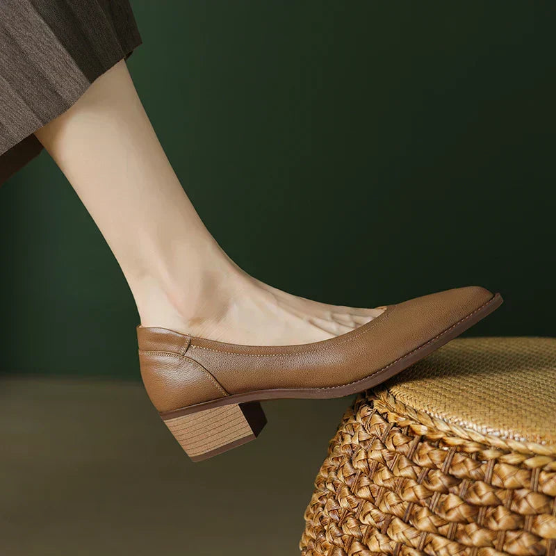 Camille - Pointed-Toe Mid-Block Heel Pumps