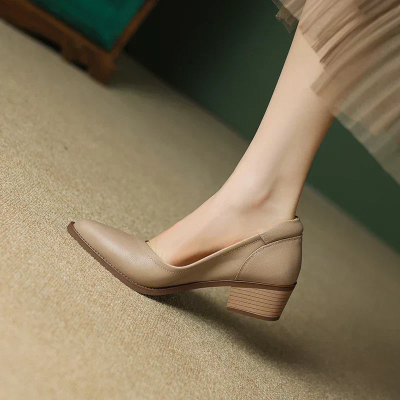 Camille - Pointed-Toe Mid-Block Heel Pumps