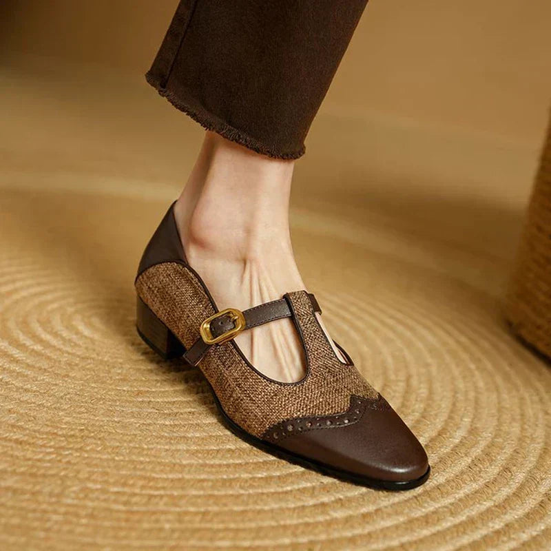 Valentine - Authentic Textured T-Bar Shoes