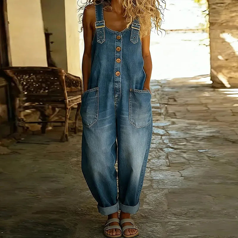 Maiwenn - Soft Vintage Denim-Look Dungarees