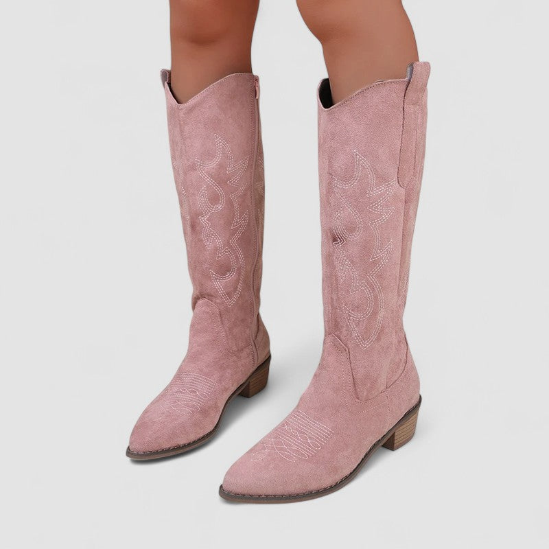 Elise - Faux Fur Western Boots