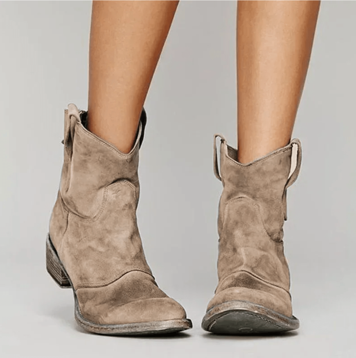 Camille suede ankle boots with side zipper and sturdy block heel