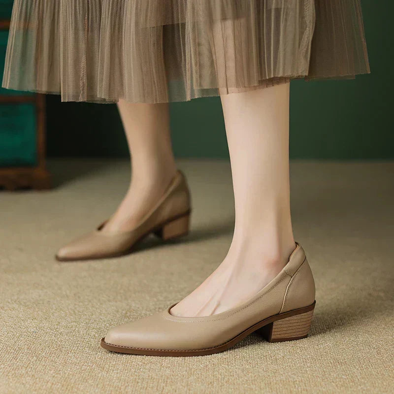 Camille - Pointed-Toe Mid-Block Heel Pumps