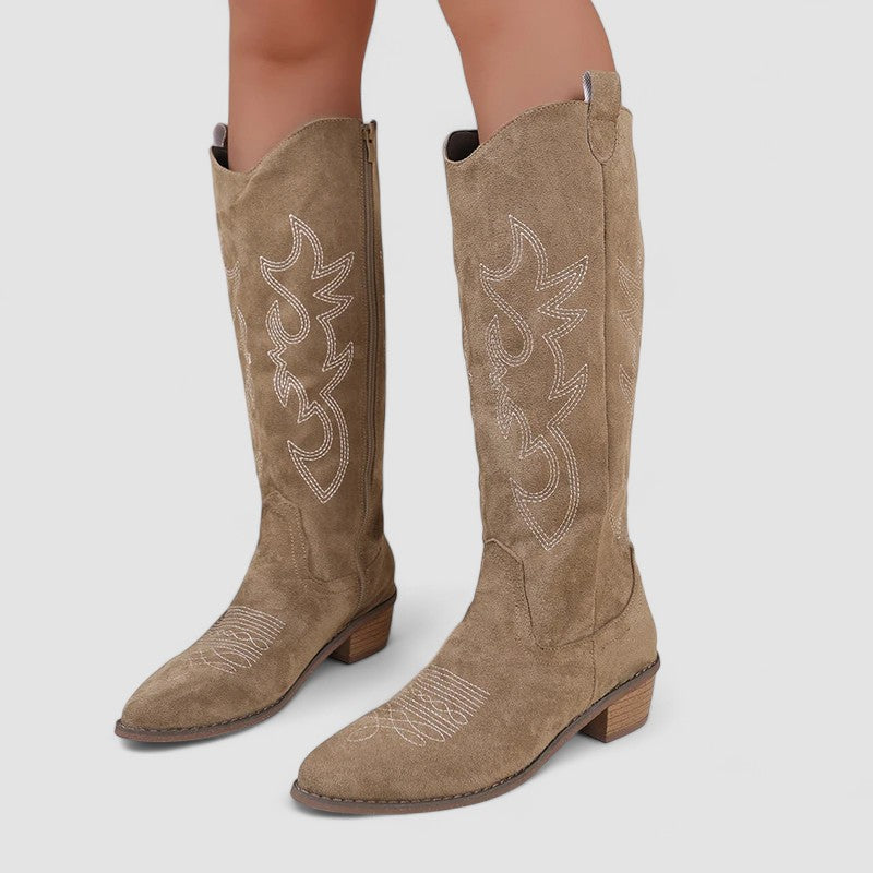 Elise - Faux Fur Western Boots