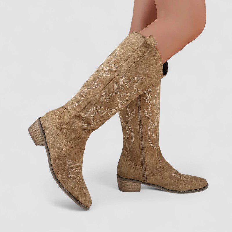 Elise - Faux Fur Western Boots