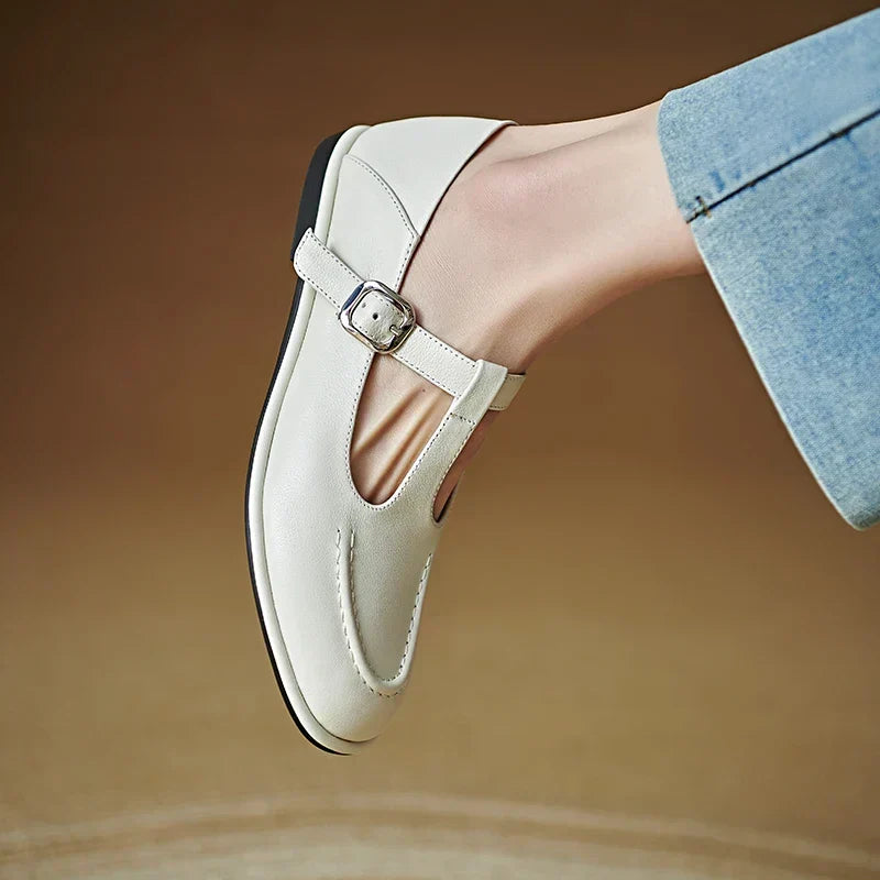 Clemence - Low Heel T-Bar Pumps