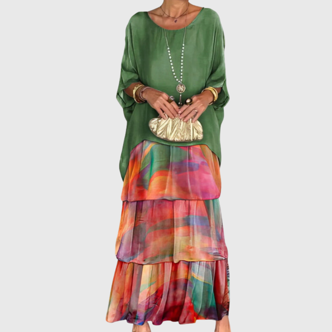 Patricia women long flowing elegant dress in lightweight breathable fabric