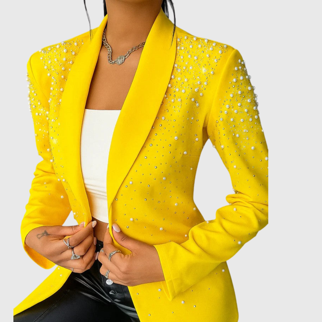 Lila chic occasion evening blazer paired with formal heels and accessories