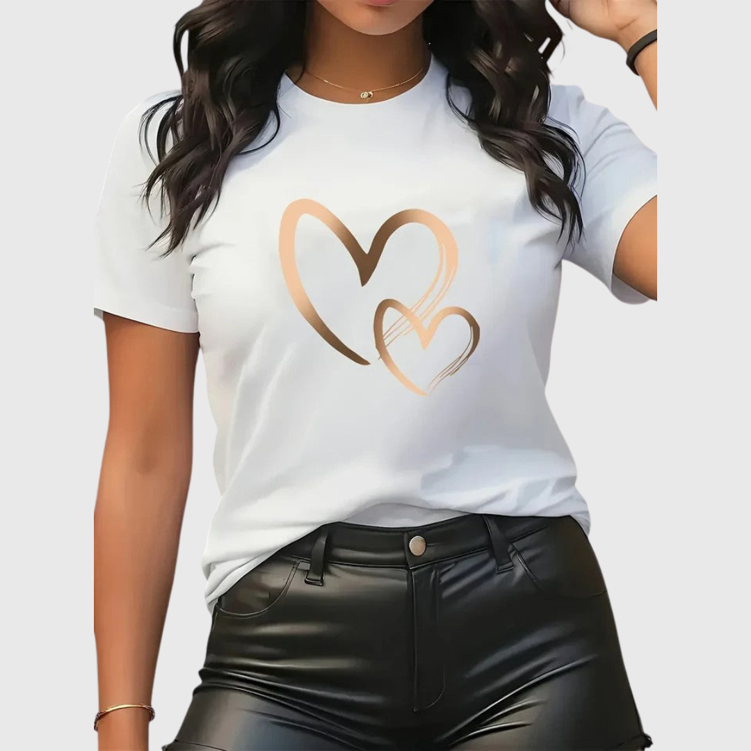 Clara comfortable graphic t shirt with twin hearts