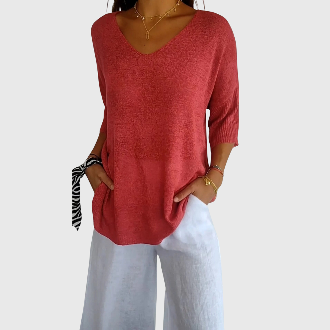 Caroline elegant v-neck knit top
