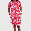 Avenue Flattering A-Line Walking Dress with airy short sleeves and flared skirt