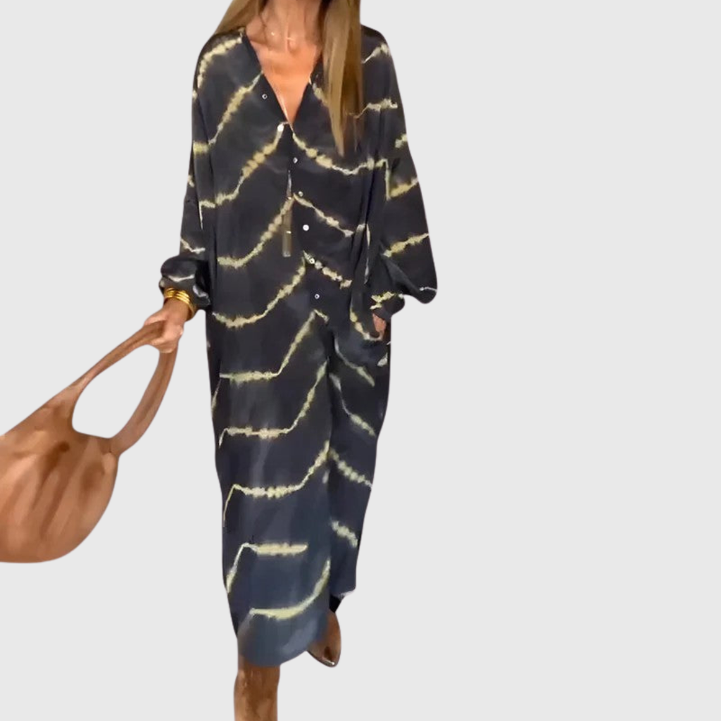 Manon Boho Striped V-Neck Maxi Dress