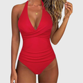 Rosalie V-neck shaping swimsuit with halter straps and sleek fit