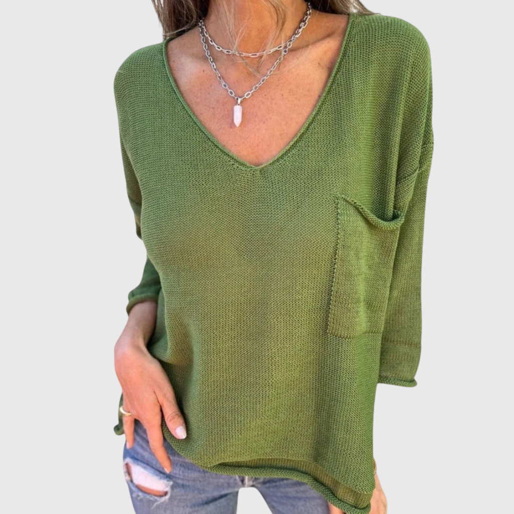 Claire comfortable v neck top with pockets
