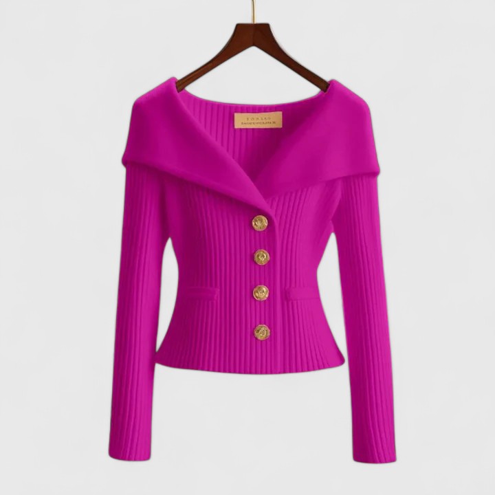 Avelora insulated soft knit cardigan worn in a cozy indoor setting