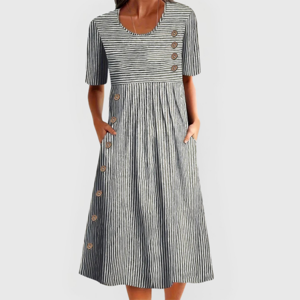 Wanda | Striped 3/4 Sleeve Midi Dress