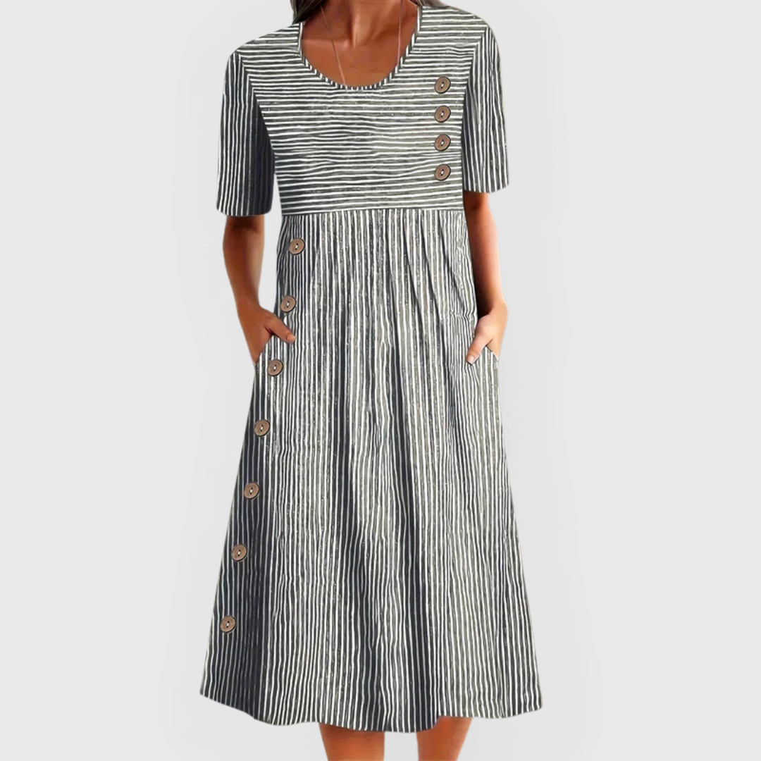 Wanda | Striped 3/4 Sleeve Midi Dress