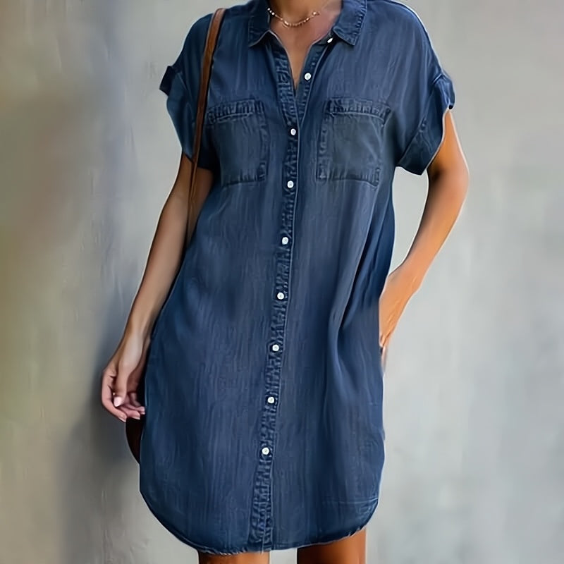 Suzanne - Button-Front Denim Shirt Dress