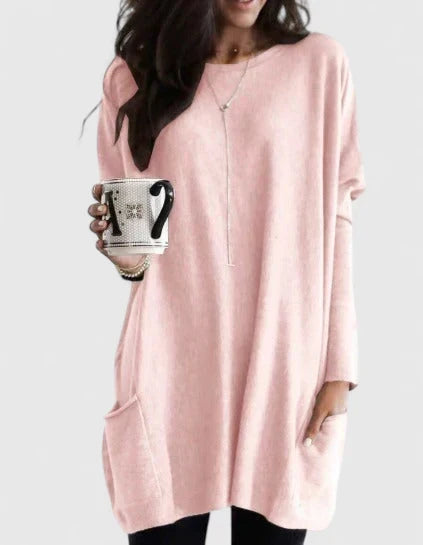 Amaryzeth Pocket Casual Tunic Dress featuring handy side pockets and relaxed fit