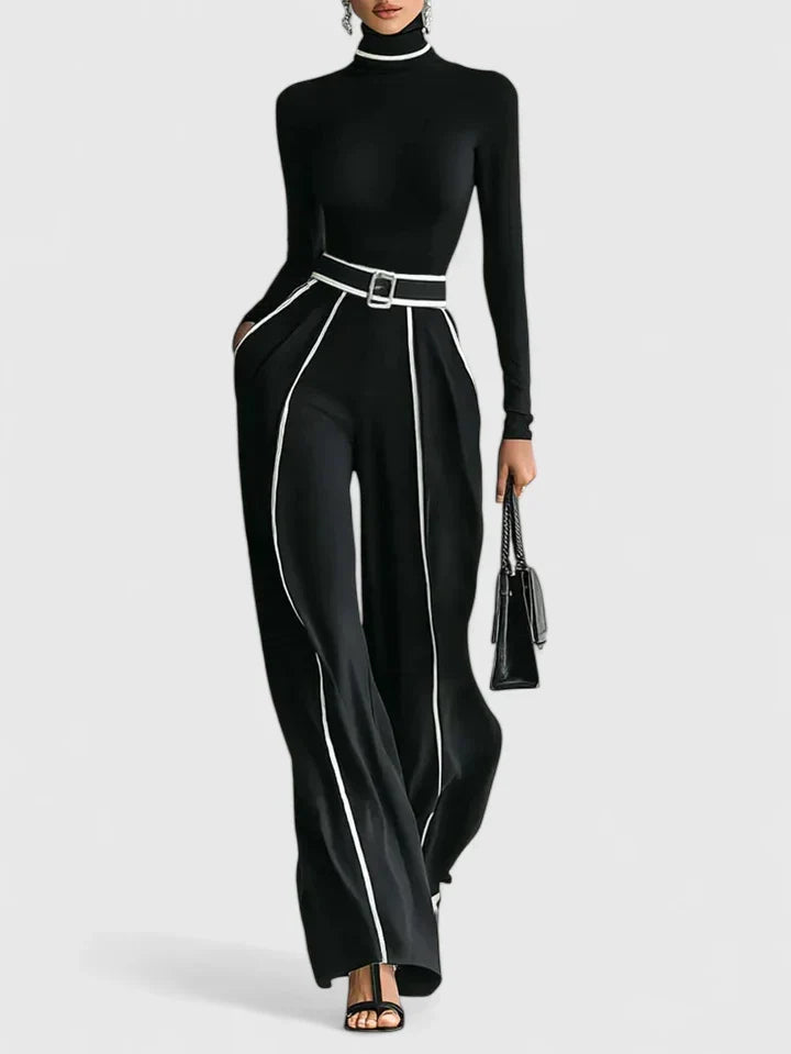Jayzhera - Elegant Turtleneck & Wide Trousers Set