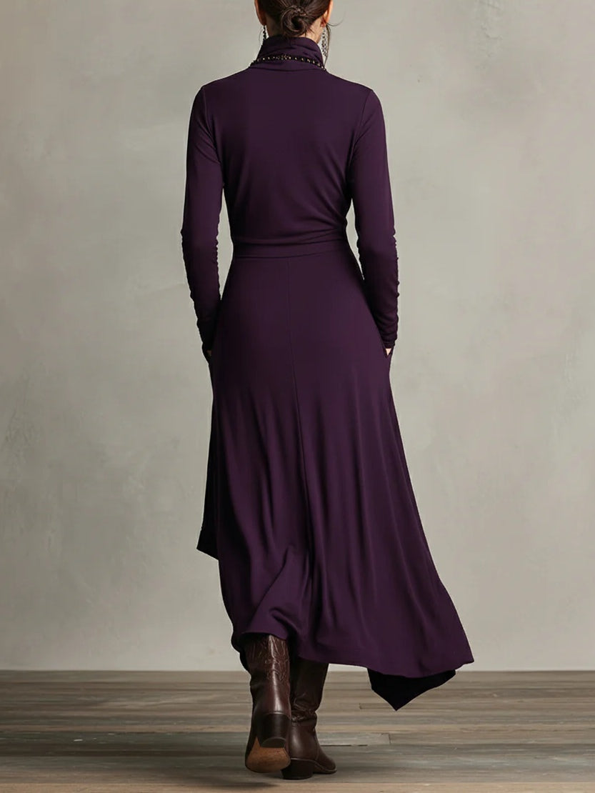 Evelyn Asymmetrical High-Neck Maxi Dress