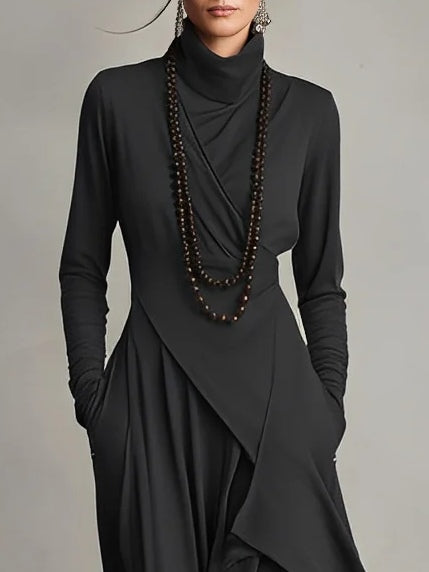 Evelyn Asymmetrical High-Neck Maxi Dress