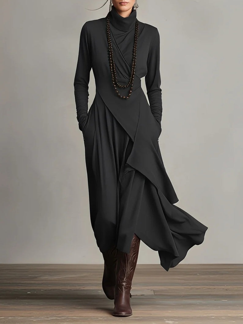 Evelyn Asymmetrical High-Neck Maxi Dress