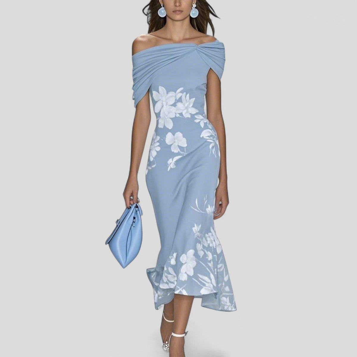 Isabelle - Ruffle-Hem Floral Midi Dress