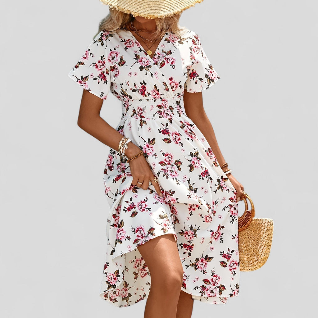Lisette - Wrap-Look Summer A-Line Midi Dress