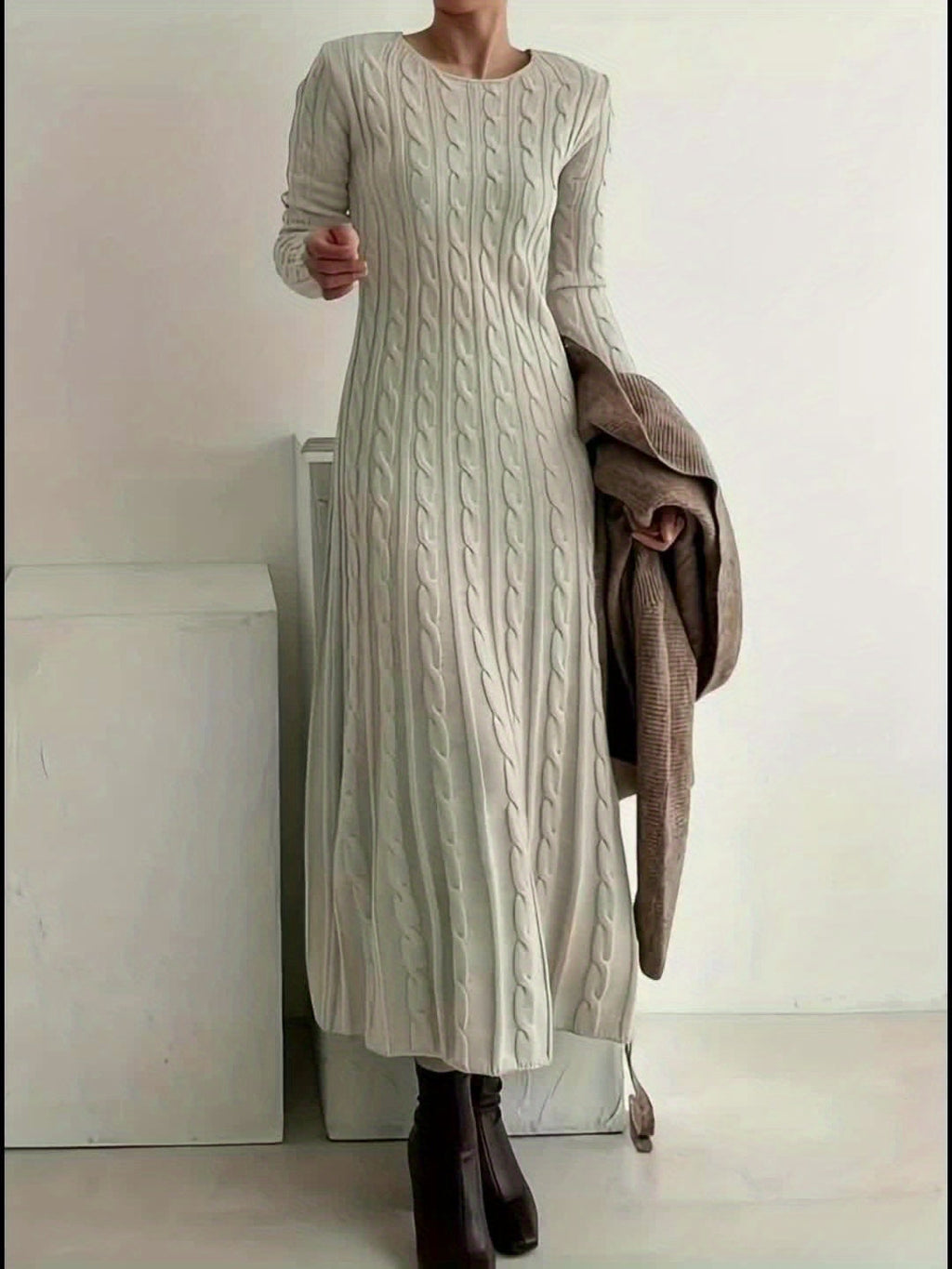 Evelyn | Cable Knit Maxi Dress