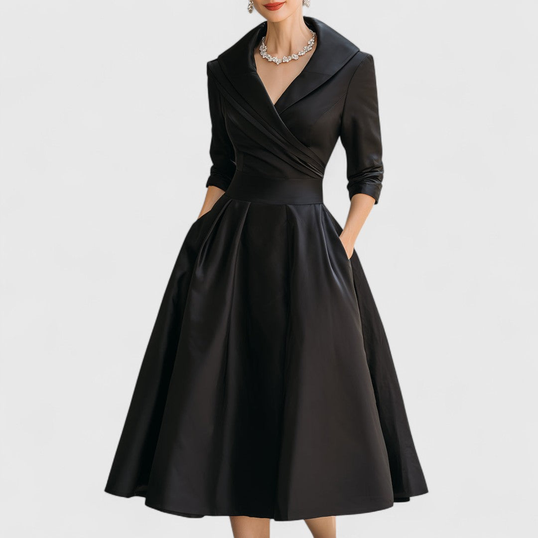 Nicole women elegant midi dress with button accent and side pockets